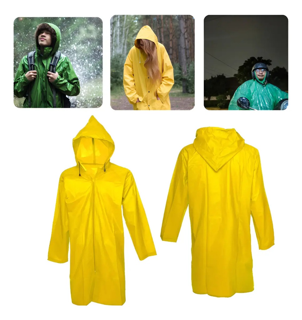 [BL-400-420] Capa Impermeable para Lluvia Tipo Gabardina Rompevientos Amarillo