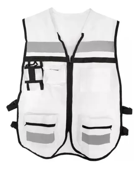 [BL-101BLANCO] Chaleco de Seguridad Reflejante Tela Textil Blanco WEISCO Alta Visibilidad