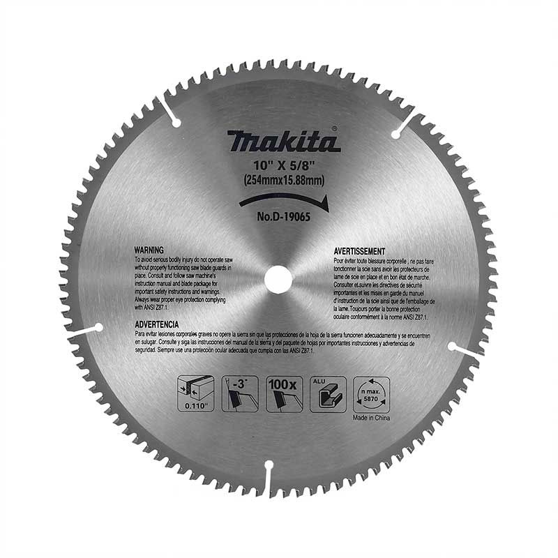 Sierra para Aluminio Makita 10" Original D-19065 - Disco de 80 Dientes para Corte Fino - Eje de 30mm con Adaptadores - Ideal para Perfiles de Aluminio y Metales No Ferrosos