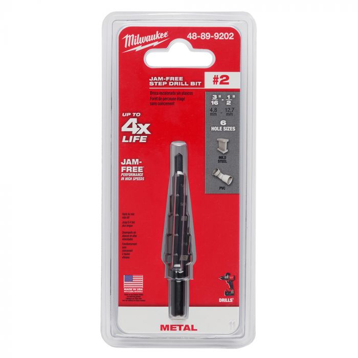 Broca Escalonada de Titanio 3/16" a 1/2" (Paso #2)